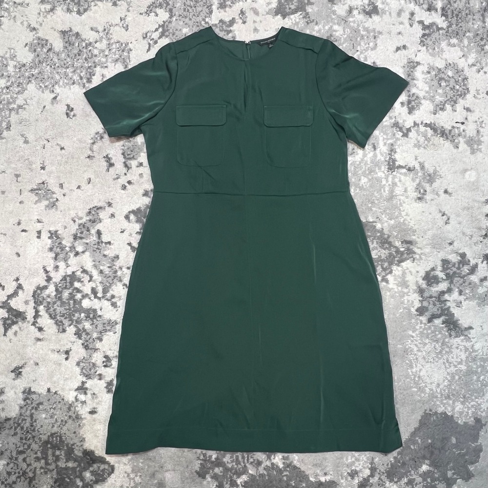 Banana Republic Green Short Sleeve Keyhole Shift Dress Size 18 Pocket Utility